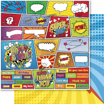 0DE8E886-368B-48B5-B05B-B050102A6F3B.png Bella Superhero Paperz JIGSAW 12"X12" Scrapbook Paper - Image 1