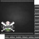 Scrapbook Customs BASEBALL CHALKBOARD SPORTS 12”X12” Double Sided Paper