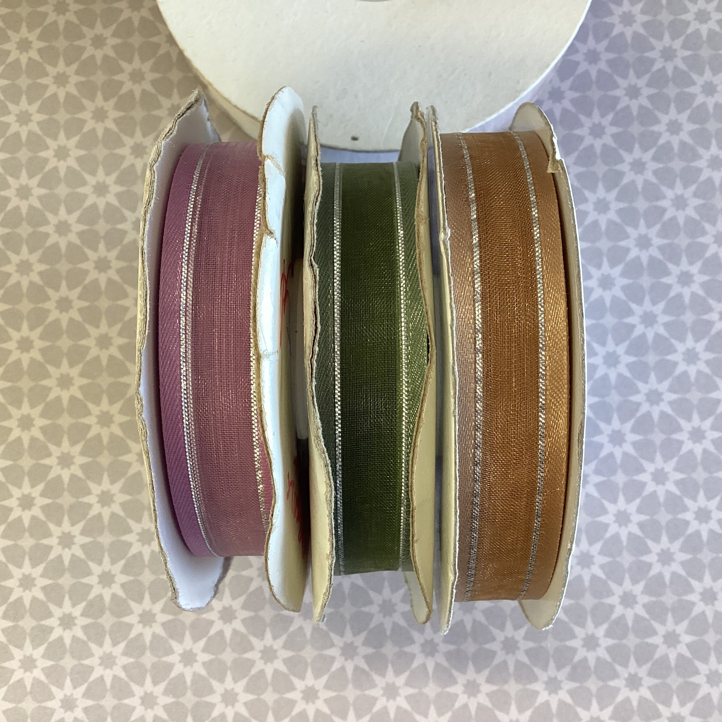 0FFCC16C-704D-4011-B8C0-837F71E147A6.jpg May Arts 5/8" Satin With Silver Edge Ribbon 1 yard - Image 1