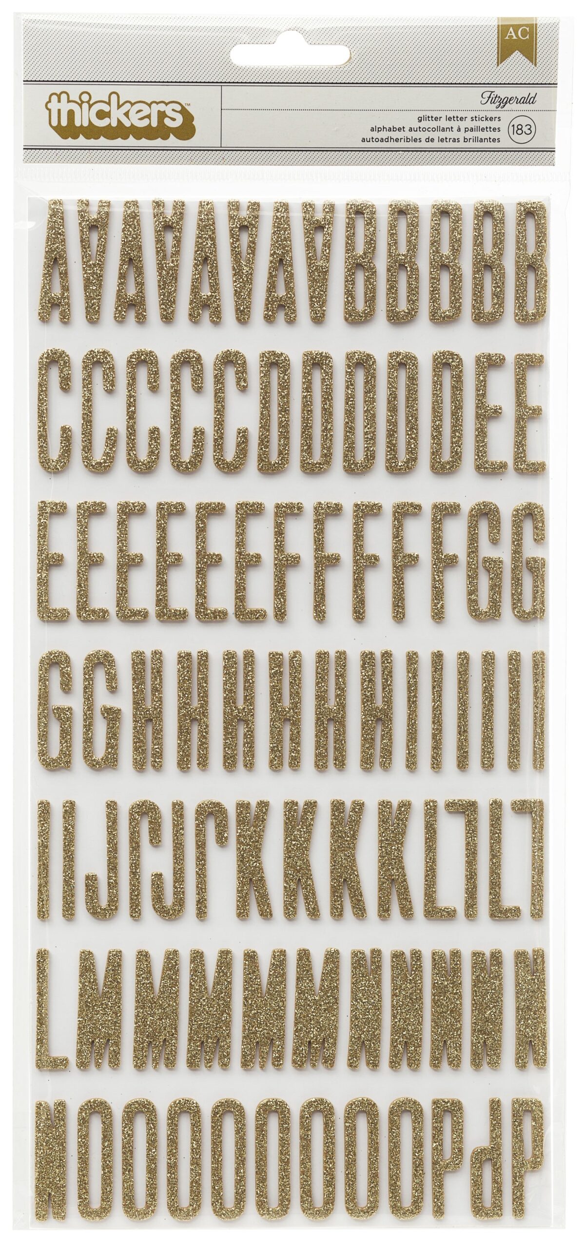 115445PK.jpg Thickers Shimelle FITZGERALD Gold Glitter Foam Alphabet Stickers - Image 1