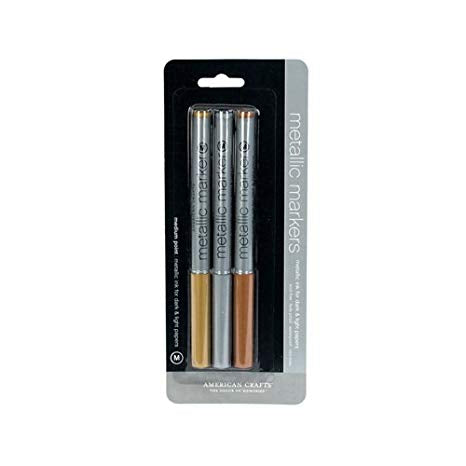 144A36C9-4980-4ED8-95FA-C8551A1B7C7B.jpg American Crafts METALLIC MARKERS Medium Point 3pc. - Image 1