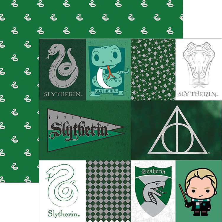 14BD07A3-4704-4D9A-B4A2-18119572CBAD.jpg Paper House Harry Potter SLYTHERIN 12X12 Scrapbook Sheet - Image 1
