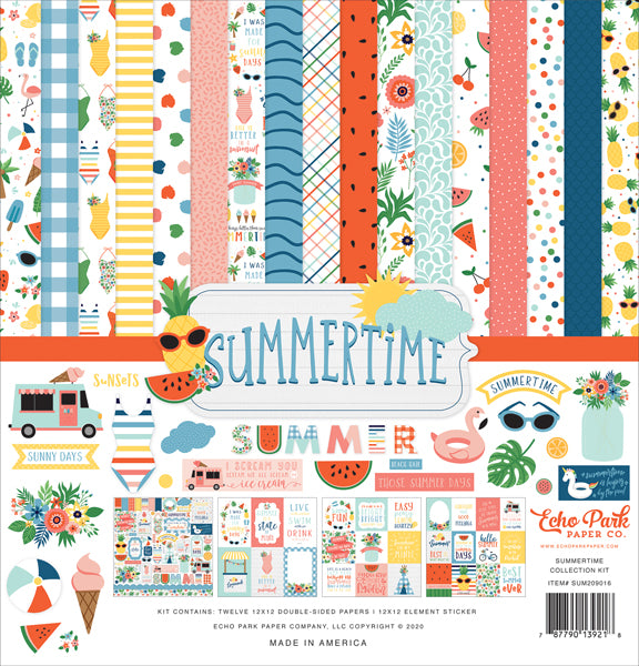 1510A6BC-FCF8-41CA-94D4-54D349AD60C5.jpg Echo Park 12"x12" SUMMERTIME 13pc COLLECTION KIT - Image 1