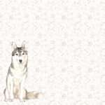 Scrapbook Customs SIBERIAN HUSKY DS Watercolor 12"X12" Scrapbook Paper - Image 2