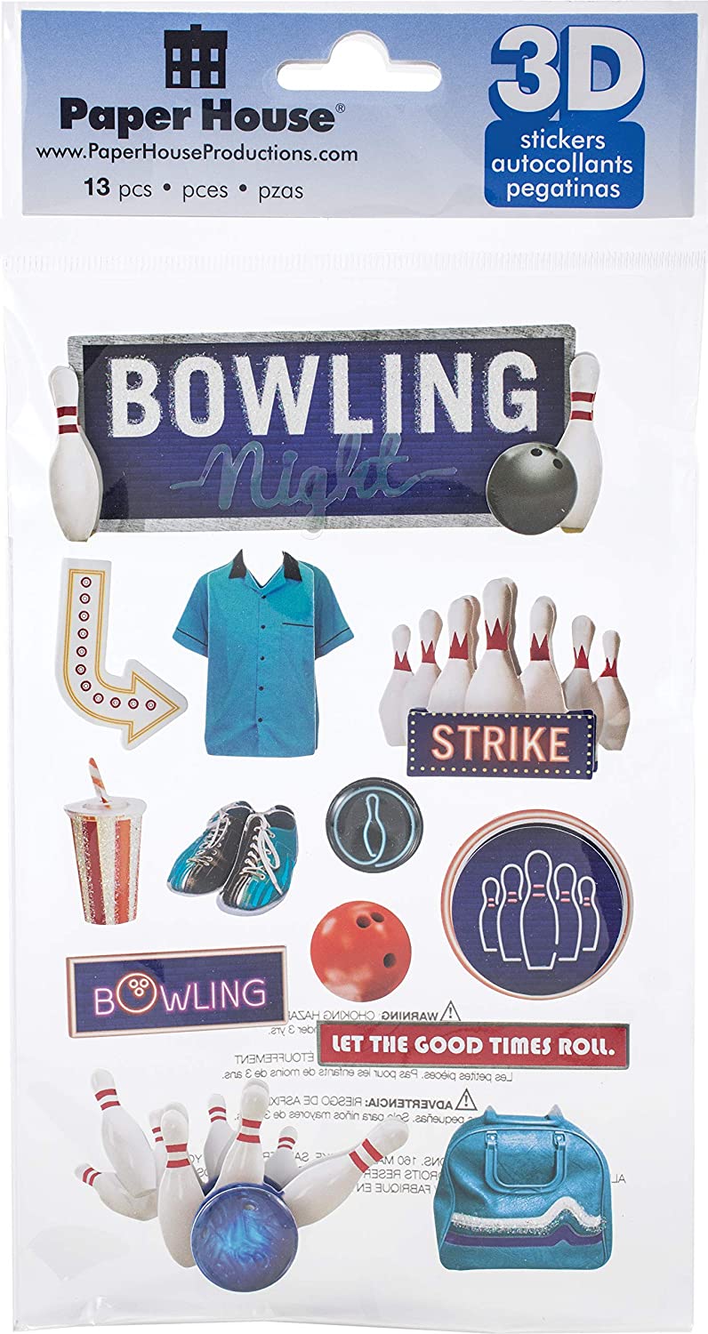 18AA18B1-4BDC-43B7-B59F-EFFFE1B241EA.jpg Paper House BOWLING NIGHT 3D Stickers 13pc - Image 1