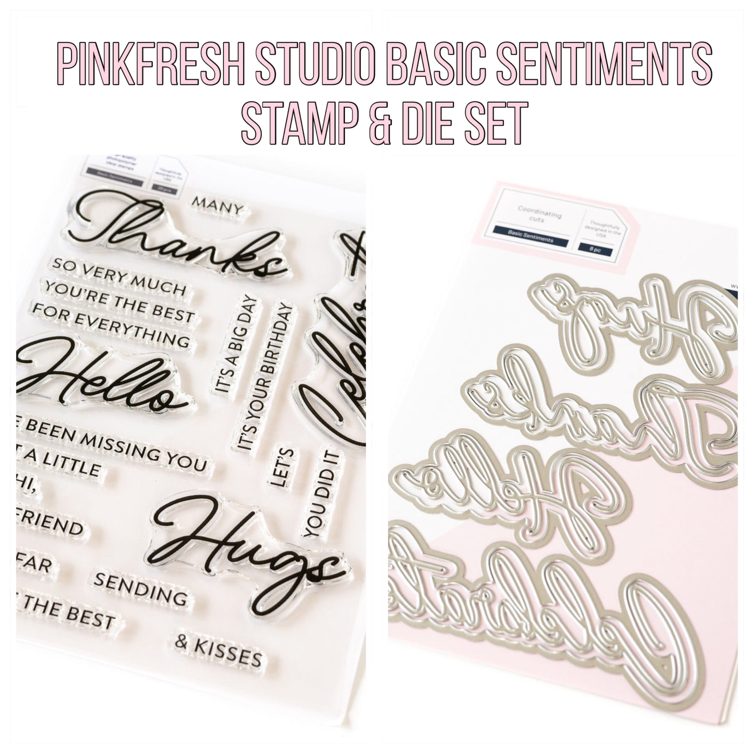 1925EC45-F136-4A00-BB13-04CF3AC7DACC.jpg Pinkfresh Studio BASIC SENTIMENTS Stamp & Die Set 28pcs - Image 1