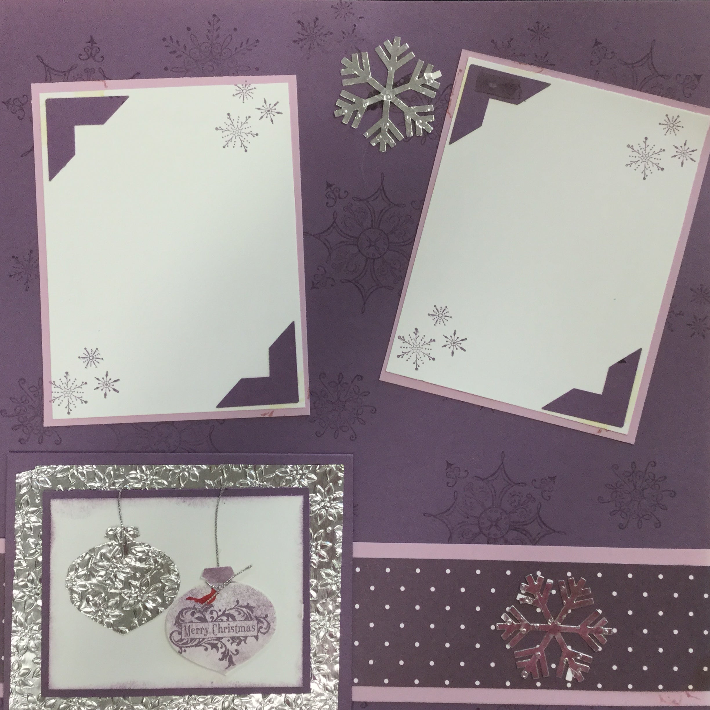 19CB235D-A79A-45B1-A406-77EA45628B45.jpg Premade Page Purple Winter MERRY CHRISTMAS (2) 12X12 Scrapbook @Scrapbooksrus - Image 1