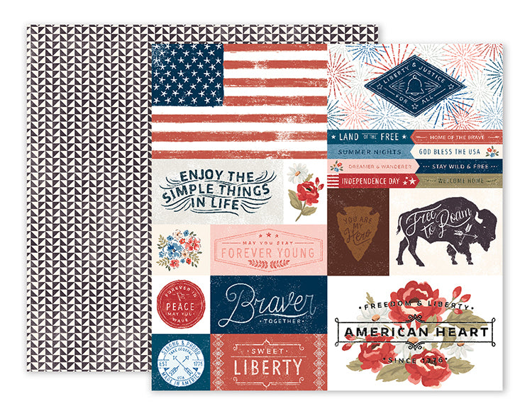1A11EE94-D7DD-429F-A79C-7514B8516EEC.jpeg Pink Paislee SWEET FREEDOM 01 12"X12" Scrapbook Paper - Image 1