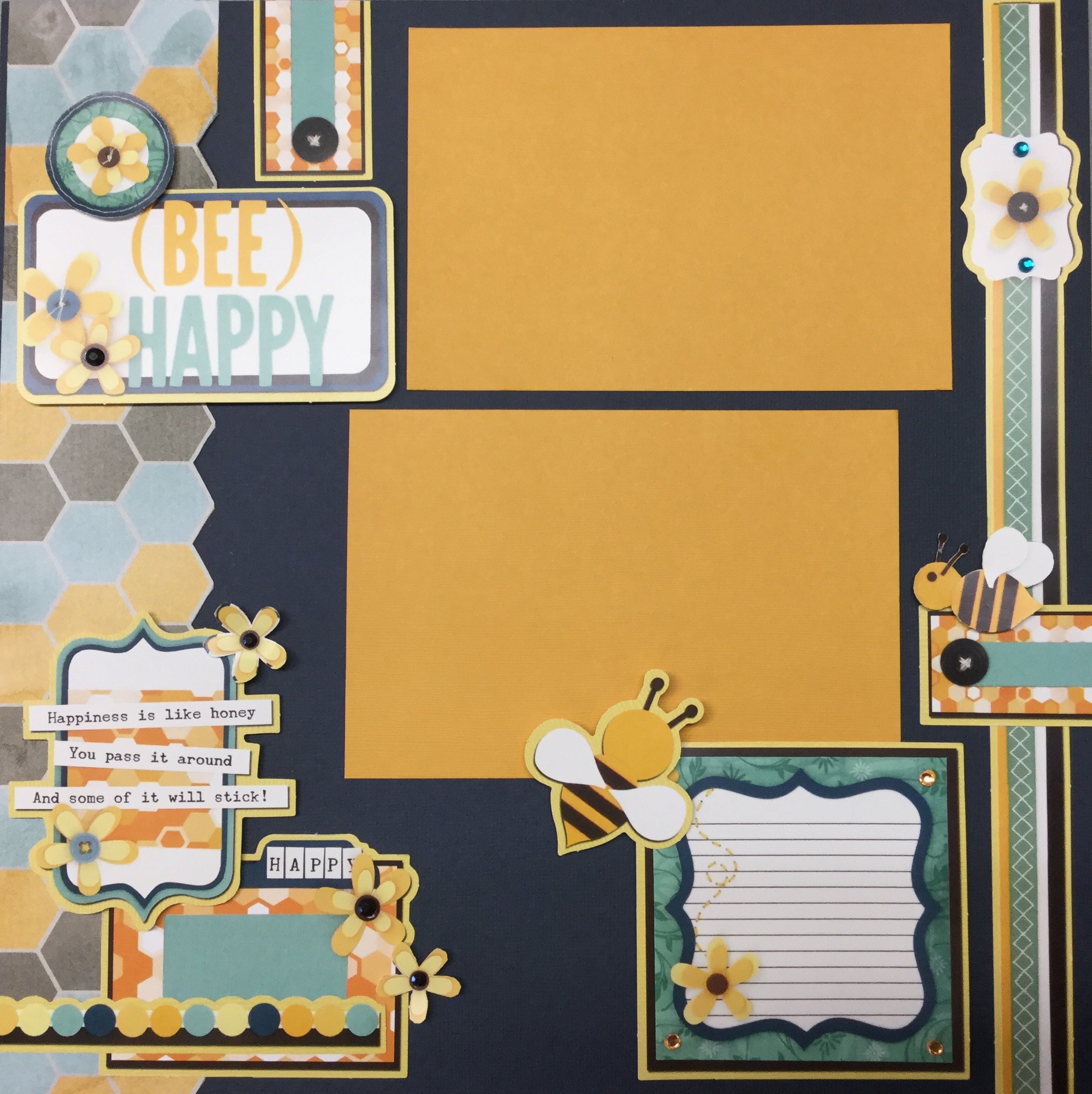 1A273EE0-AABC-4037-8696-3362800338E0.jpeg Storytellers Page Kit BEE HAPPY (2) 12X12 Scrapbook Layouts - Image 1