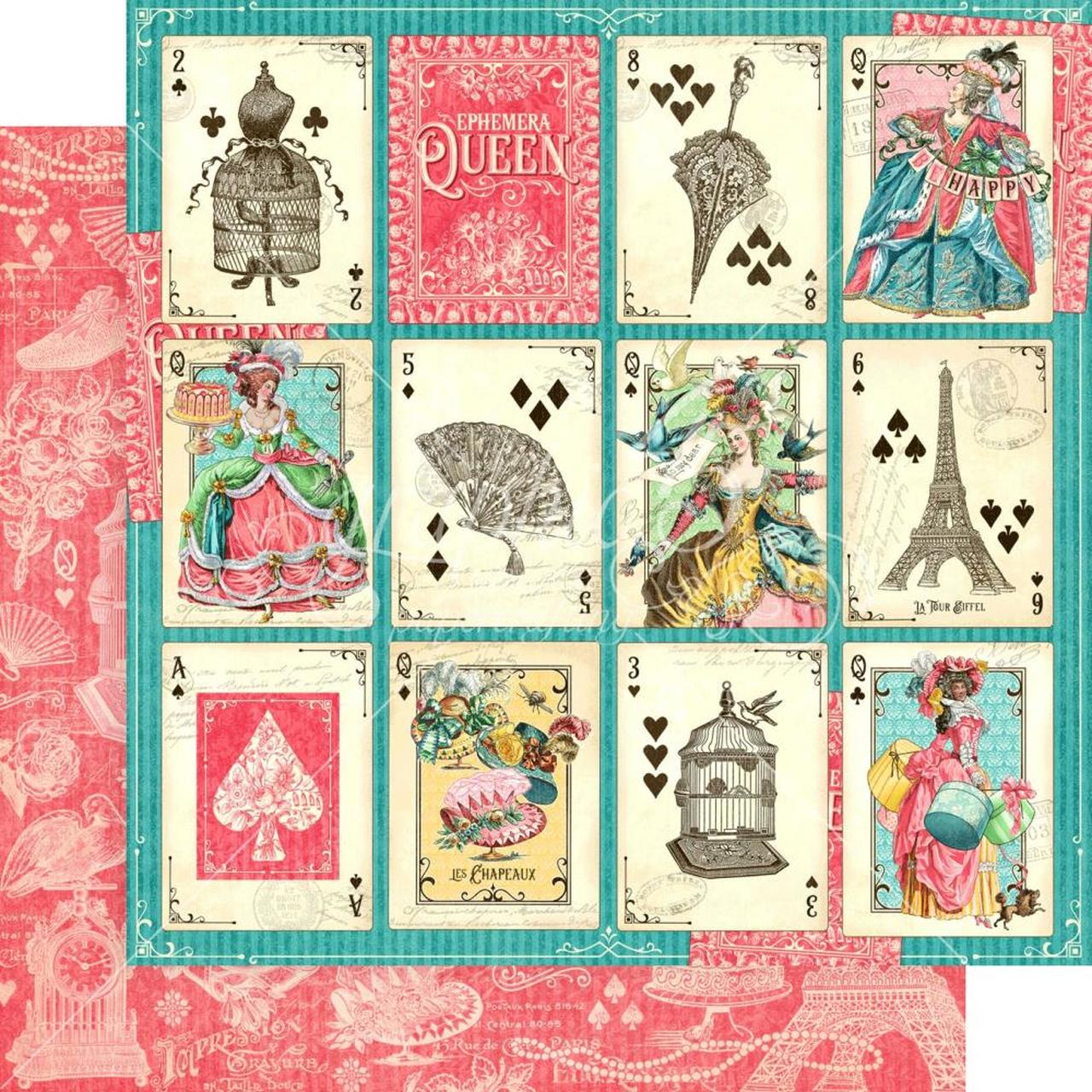 1BB3F1A3-40C5-4085-9C2A-91C4F535F675.jpg Graphic 45 EPHEMERA QUEEN A Winning Hand 12X12 Paper - Image 1