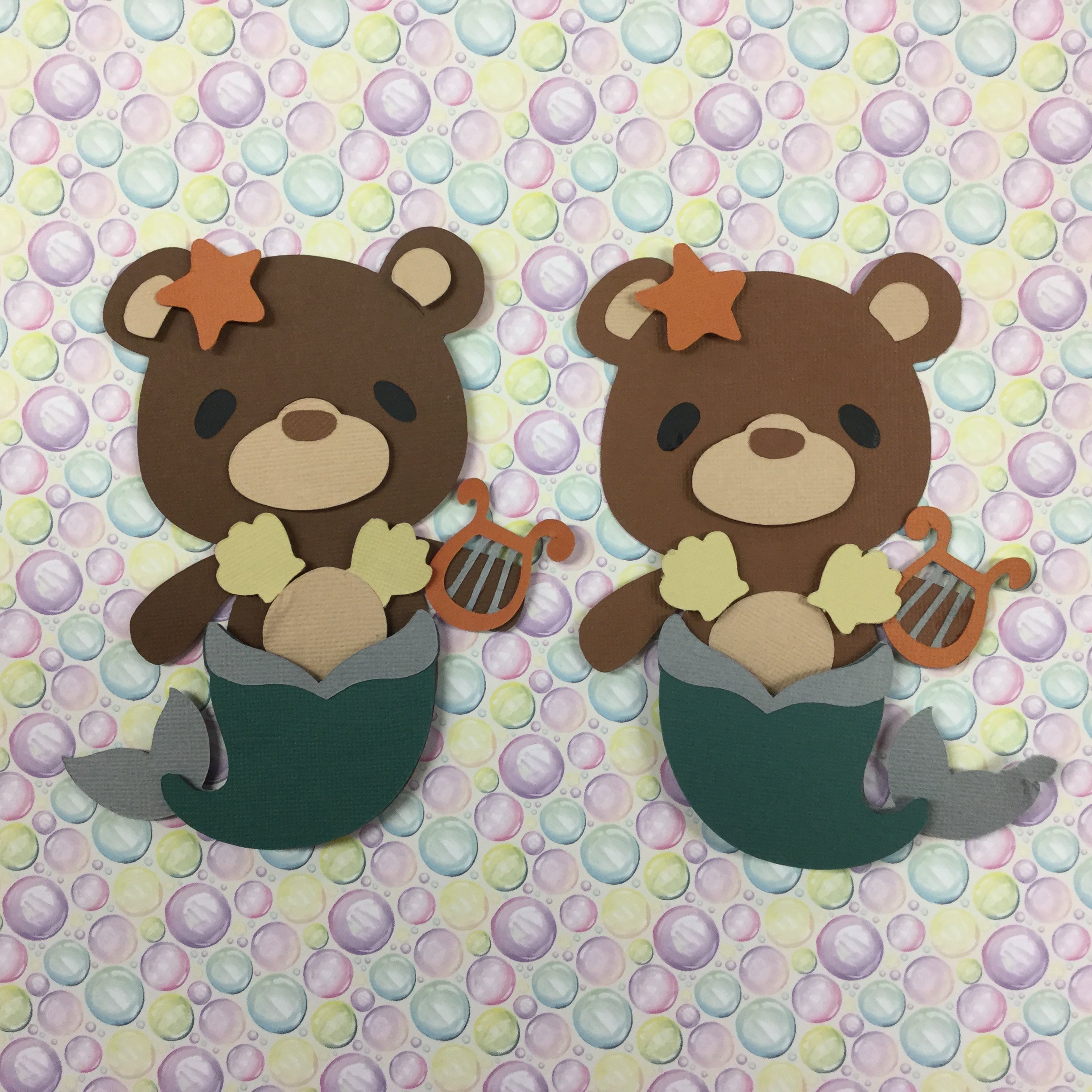 1C6FD8A3-78F2-4D05-9FA9-43D64E00F448.jpeg Teddy Bear MERMAID Die Cut Embellishment - Image 1