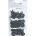 49 and Market ROYAL POSIES MIDNIGHT Handmade Paper Flowers 9pc - Image 2