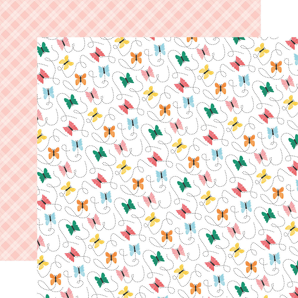1D8378BE-7E06-4997-AD7F-80D2EBA023D3.jpg Echo Park Sunny Days Ahead BEAUTIFUL BUTTERFLIES 12”X12” Scrapbook Paper - Image 1