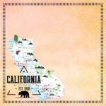 CALIFORNIA POSTAGE MAP - PEACH Double Sided 12"X12" Scrapbook Travel Paper - Image 2