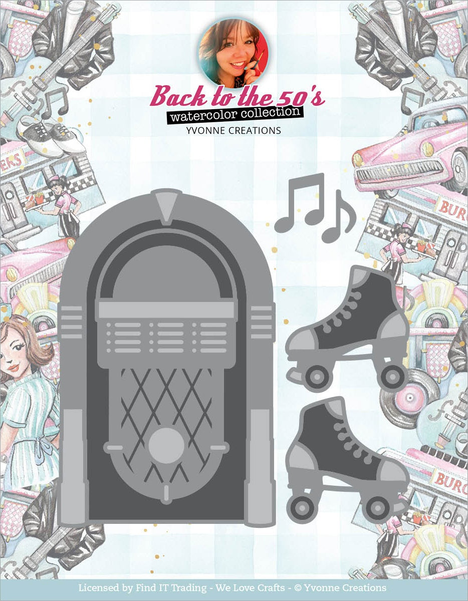 207D69DB-43AC-4911-880F-F5A8026B94D5.jpg Yvonne Creations Back to the 50’s JUKEBOX 4pc Metal Cutting Die - Image 1