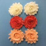 Large Ribbon Fabric Flowers 6pc
