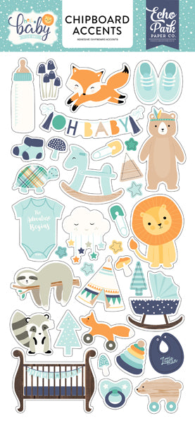 2178045E-D3E3-4B11-B953-87B02439627D.jpg Echo Park 6"x12" HELLO BABY Chipboard Accents Sticker 35pc - Image 1