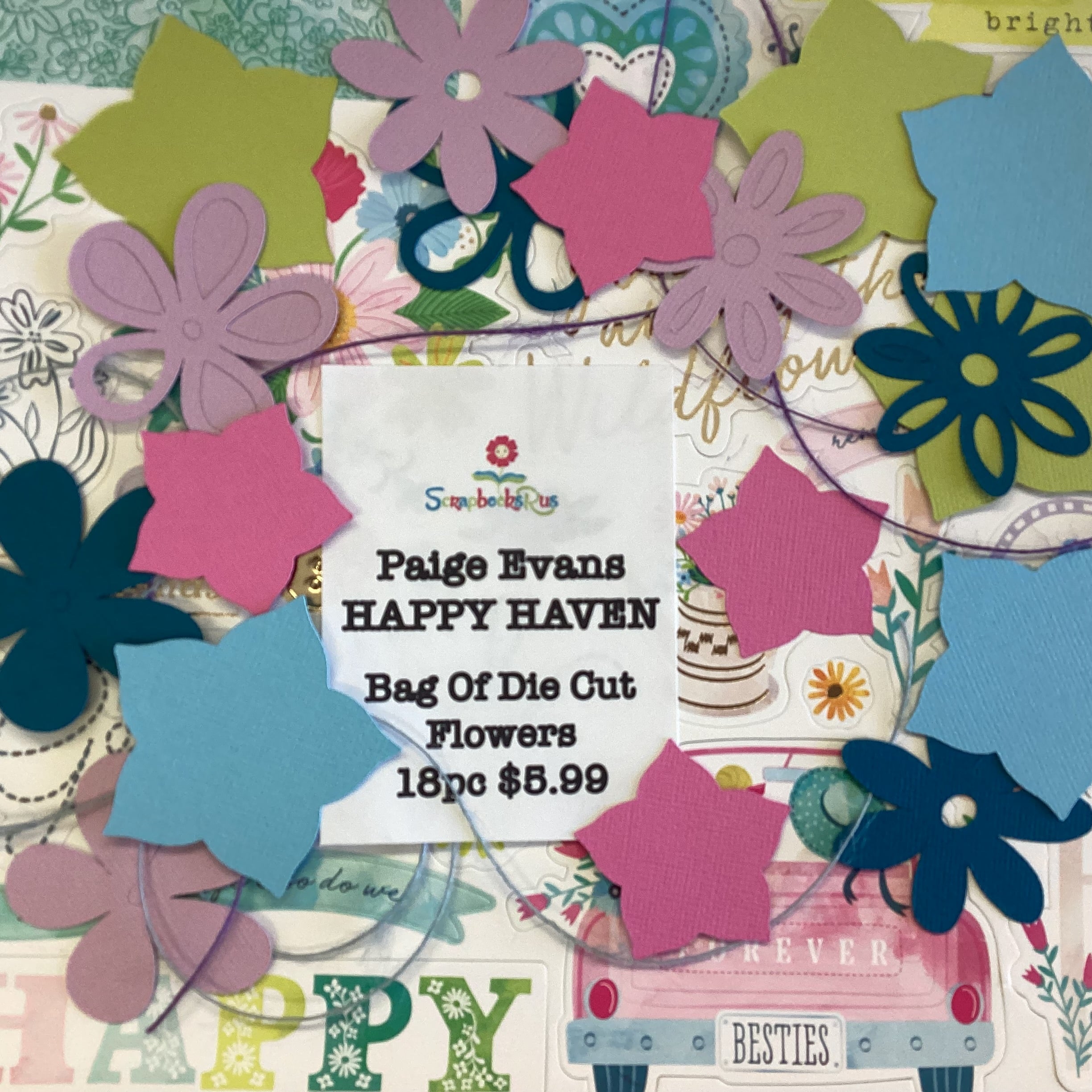 2270F984-240E-4A58-8F65-6F819423B5D9.jpg Scrapbooksrus HAPPY HAVEN Paige Evans Bag Of Flowers Die Cut Custom Scrapbook Die Cut - Image 1