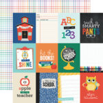 Echo Park Off to School 3X4 JOURNALING CARDS 12"X12" Scrapbook Paper
