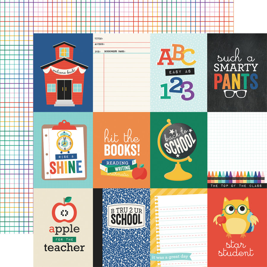 22E38F9F-8ACF-400A-B0C7-0C71D11FB15B.jpg Echo Park Off to School 3X4 JOURNALING CARDS 12"X12" Scrapbook Paper - Image 1