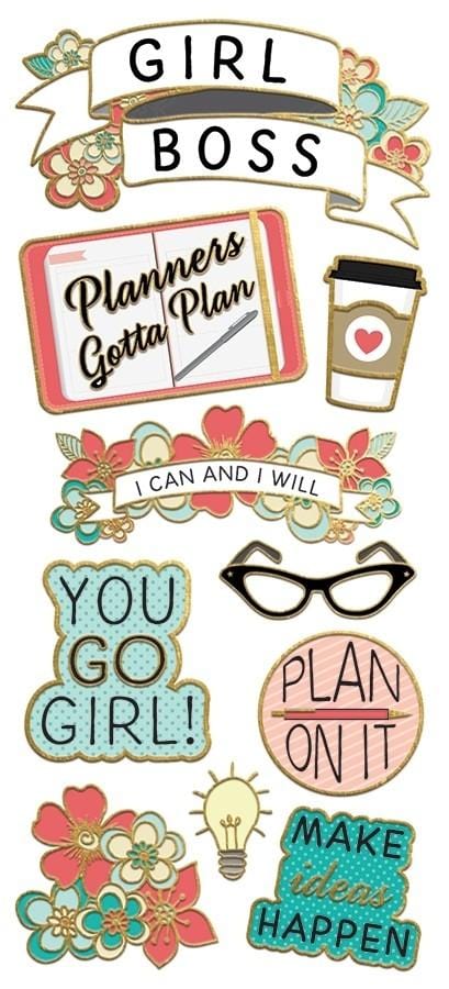 236F2CDF-8480-4021-9011-0B1C439A8D3D.jpg Paper House Faux Enamels GIRL BOSS Stickers 10pc - Image 1