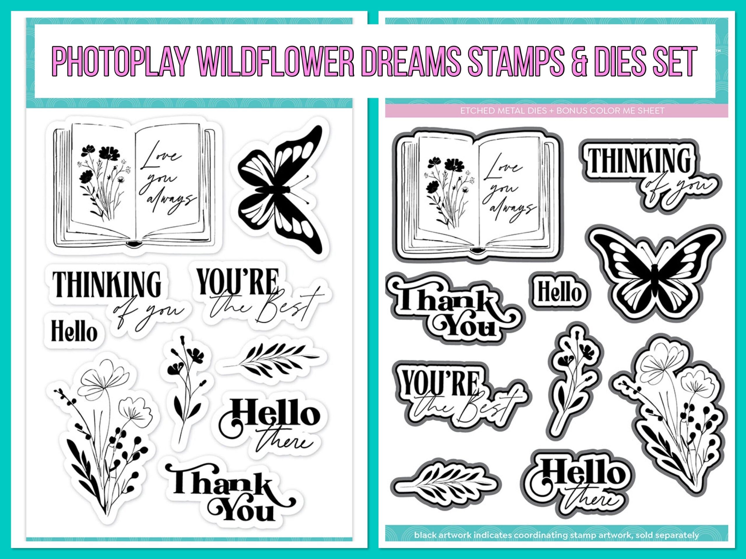 23A17D7E-1368-43FD-93EA-CB429FC41E68.jpg Photoplay WILDFLOWER DREAMS Stamps & Dies Set - Image 1