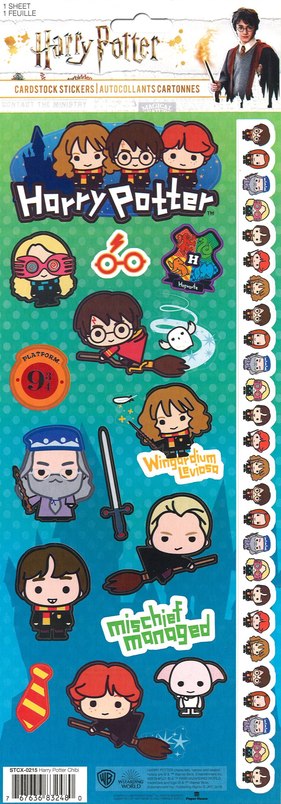 24055F5A-51C2-402F-A6AE-4E55EDD6E394.jpg Wizarding World Paper House HARRY POTTER CHIBI Cardstock Stickers 16pc - Image 1