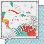CARIBBEAN SEA MEMORIES MAP 12"X12" Scrapbook Customs Paper