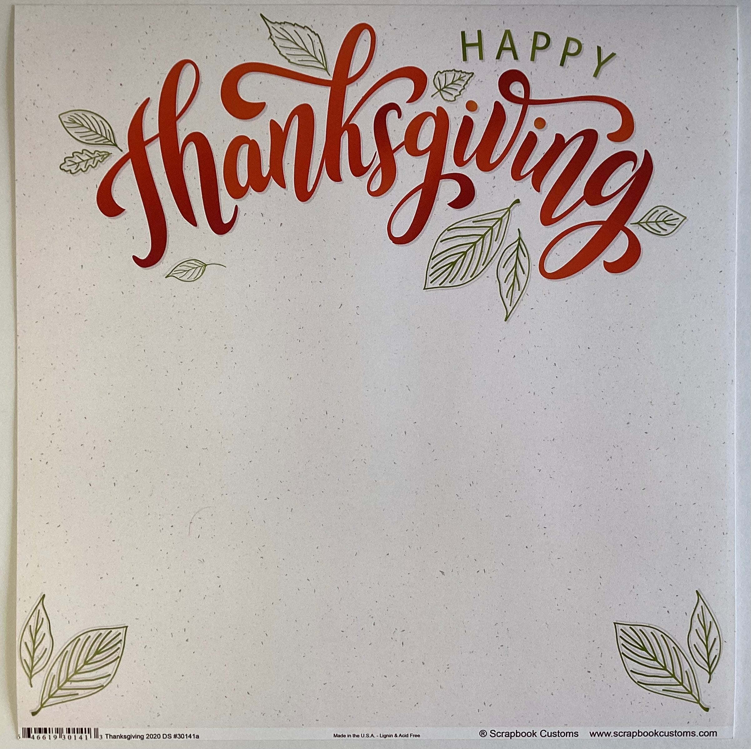 2640F1C8-1F9A-4FC2-8749-86EA498DA79A.jpg Scrapbook Customs HAPPY THANKSGIVING 12X12 Scrapbook Paper - Image 1