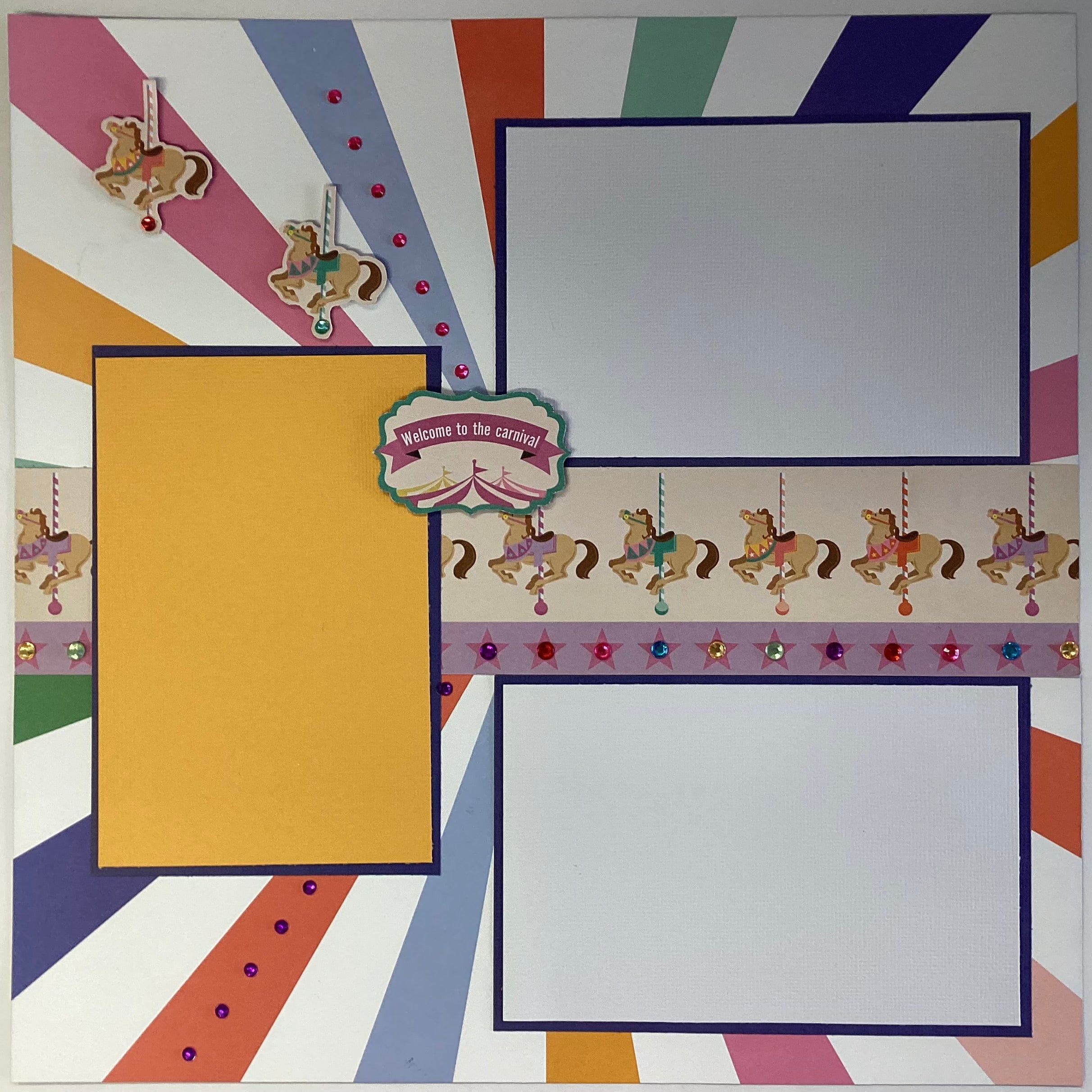 2726F78B-A749-483F-B0AD-FF7B0614D432.jpg Premade WELCOME TO THE CARNIVAL 12"X12" Scrapbook Page - Image 1