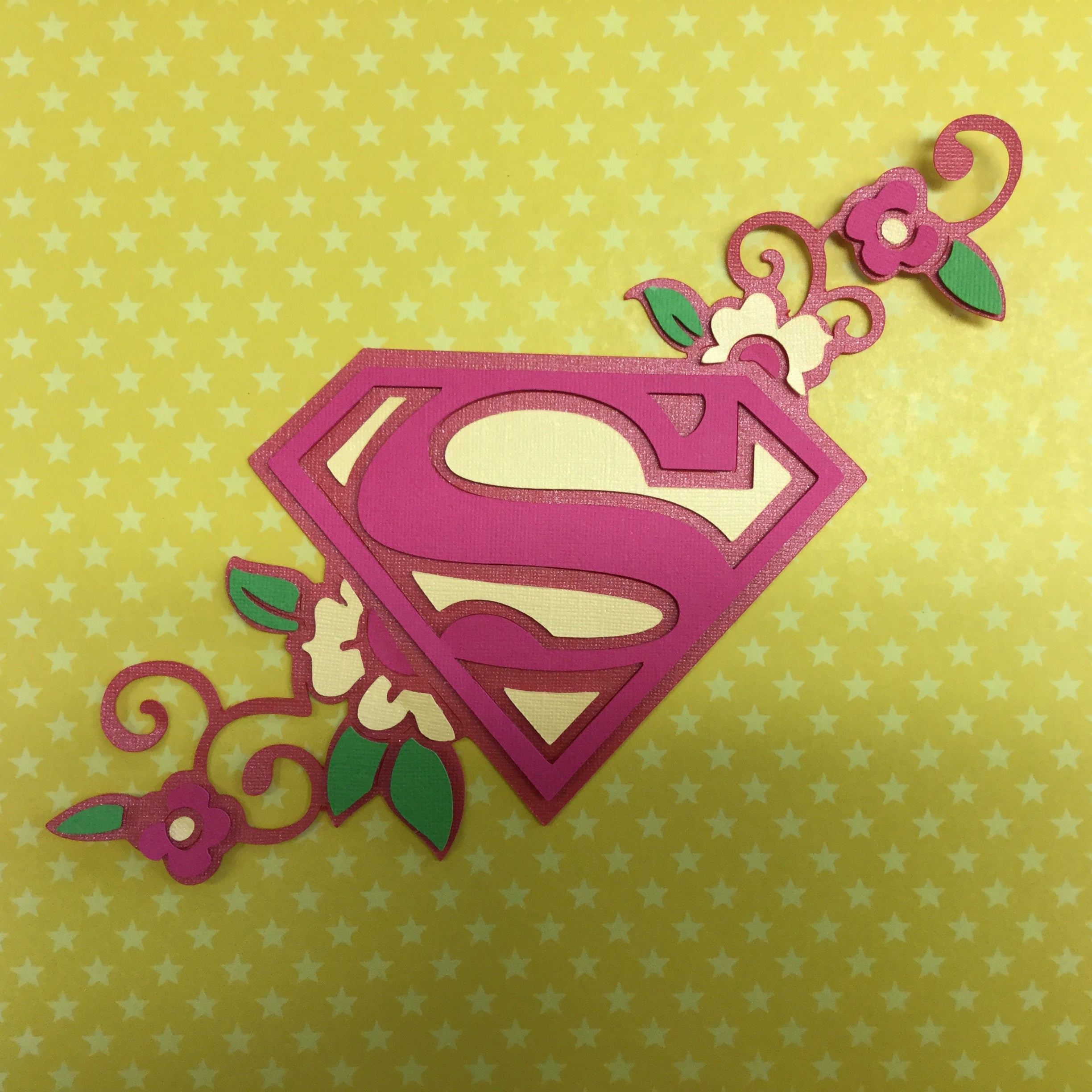 296B33C1-FE63-4291-B5A0-4CE752E2EB04.jpg SUPERGIRL FLORAL BORDER Superhero Custom Scrapbook Die Cuts - Image 1