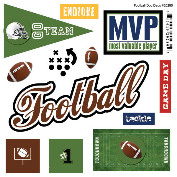 2C0AFCDC-89DC-4588-B406-47DE2AB2048E.jpg FOOTBALL Doo Dads Stickers 12pc - Image 1