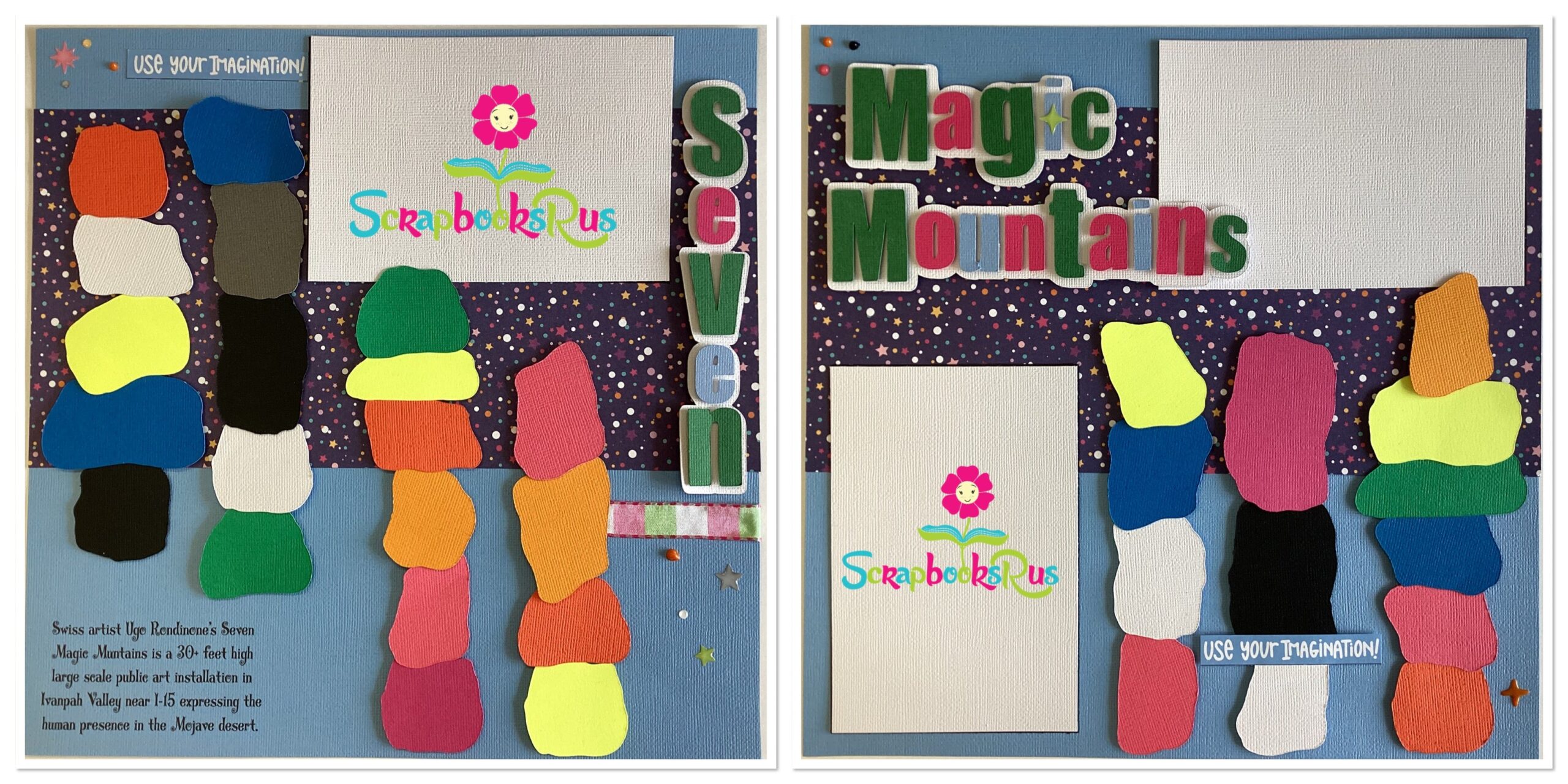 2C377065-5C07-43D1-A901-A0DBBB423485.jpg Scrapbooksrus SEVEN MAGIC MOUNTAINS Scrapbook (2) Page Kit - Image 1