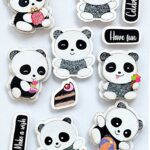 Little Birdie PANDA PARTY Handmade Embellishments 18PCS