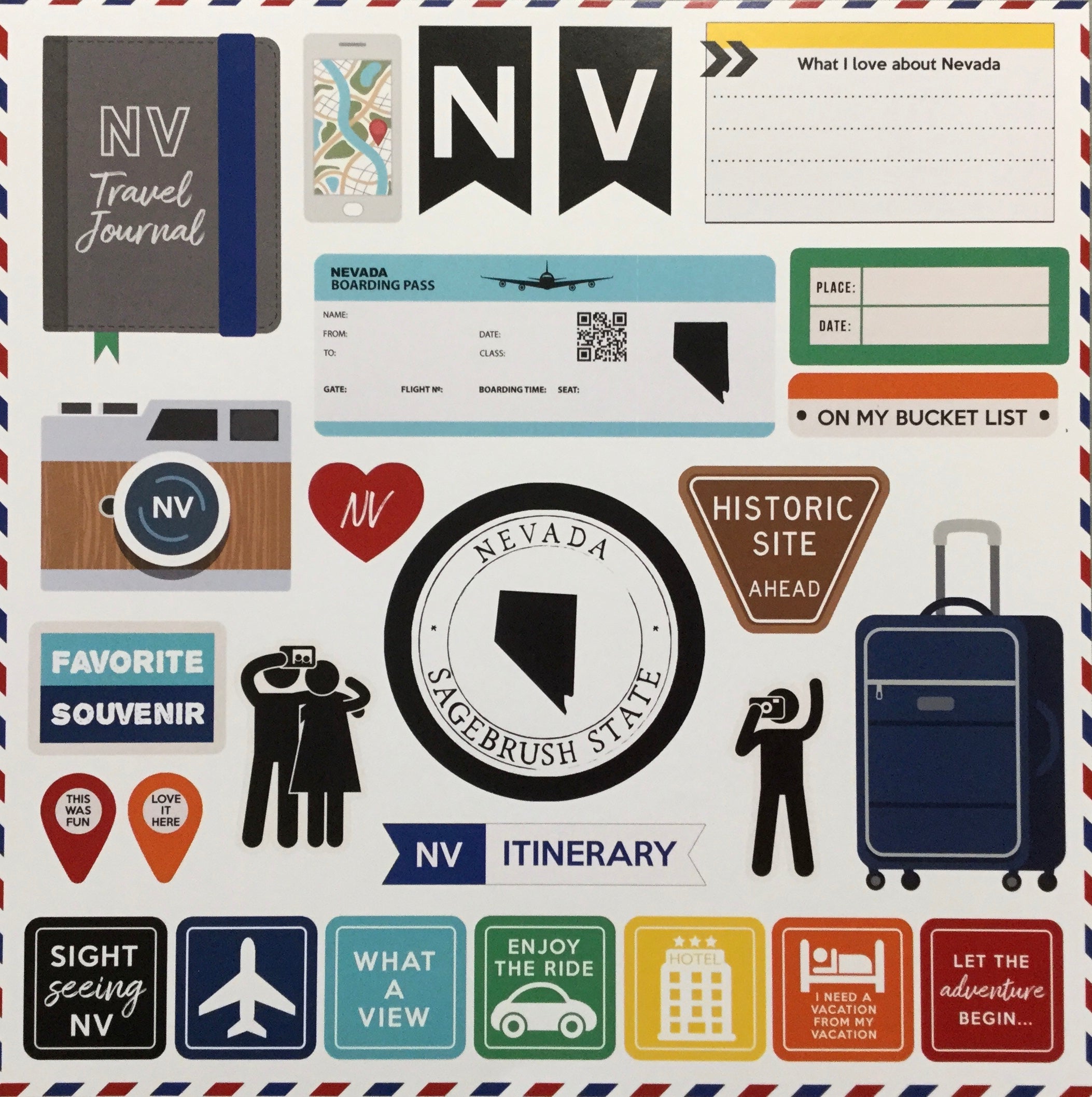 2E67E2C7-7BC6-47FC-90F5-776D5B0BB54C.jpg NEVADA POSTAGE CUT OUTS 12"X12" Scrapbook Paper - Image 1
