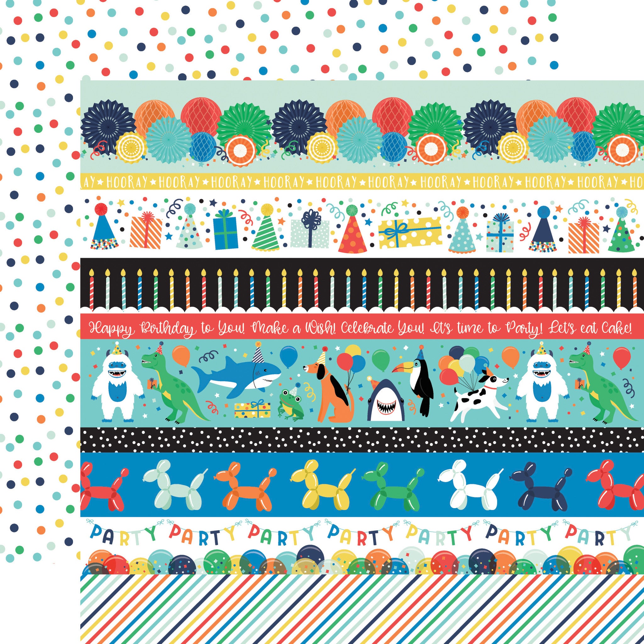 2ECB51FF-D5C8-46EA-BDC5-4C6E4BF283CD.jpg Echo Park It’s Your Birthday Boy BORDER STRIPS 12"X12" Scrapbook Paper - Image 1