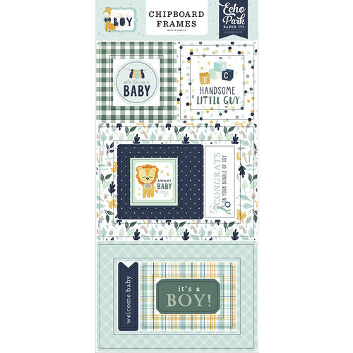 2F6B7B34-0234-4AF4-988E-6A7A455F91BD.jpg Echo Park 6"x12" IT’S A BOY Chipboard Frames 13pc - Image 1