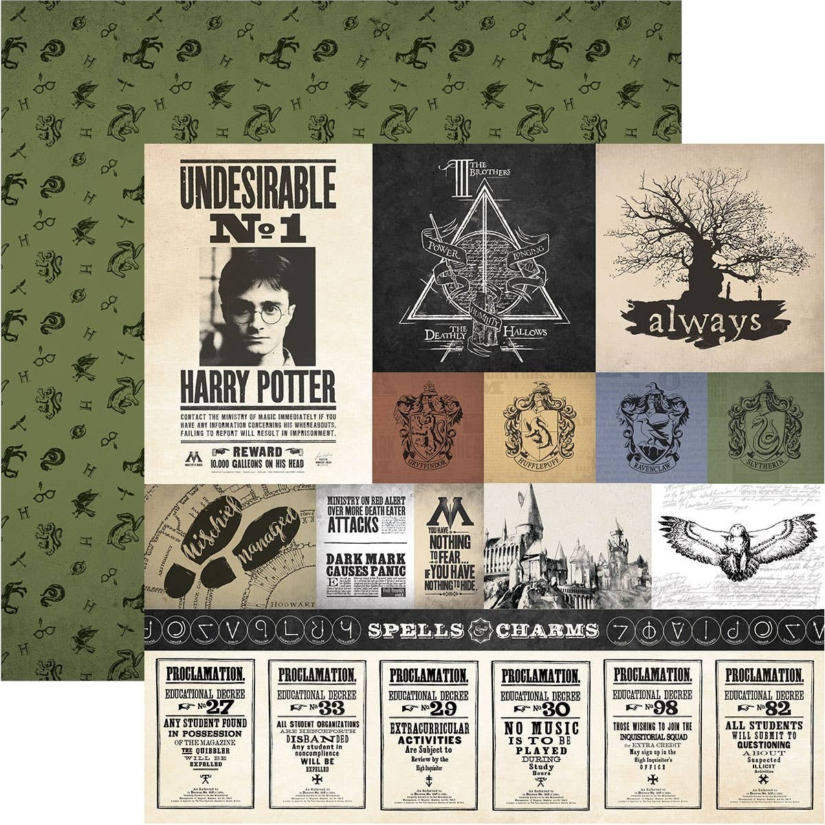 303B6AA4-B2CE-4505-812A-FAC2AEE83386.jpg Paper House Harry Potter PARCHMENT TAGS 12"X12" Scrapbook Sheet - Image 1