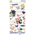 Simple Stories Simple Vintage INDIGO GARDEN Chipboard Stickers 30pc