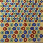 Red & Blue Round Chipboard Upper & Lowercase Alphabets 12” x 12” Sheet