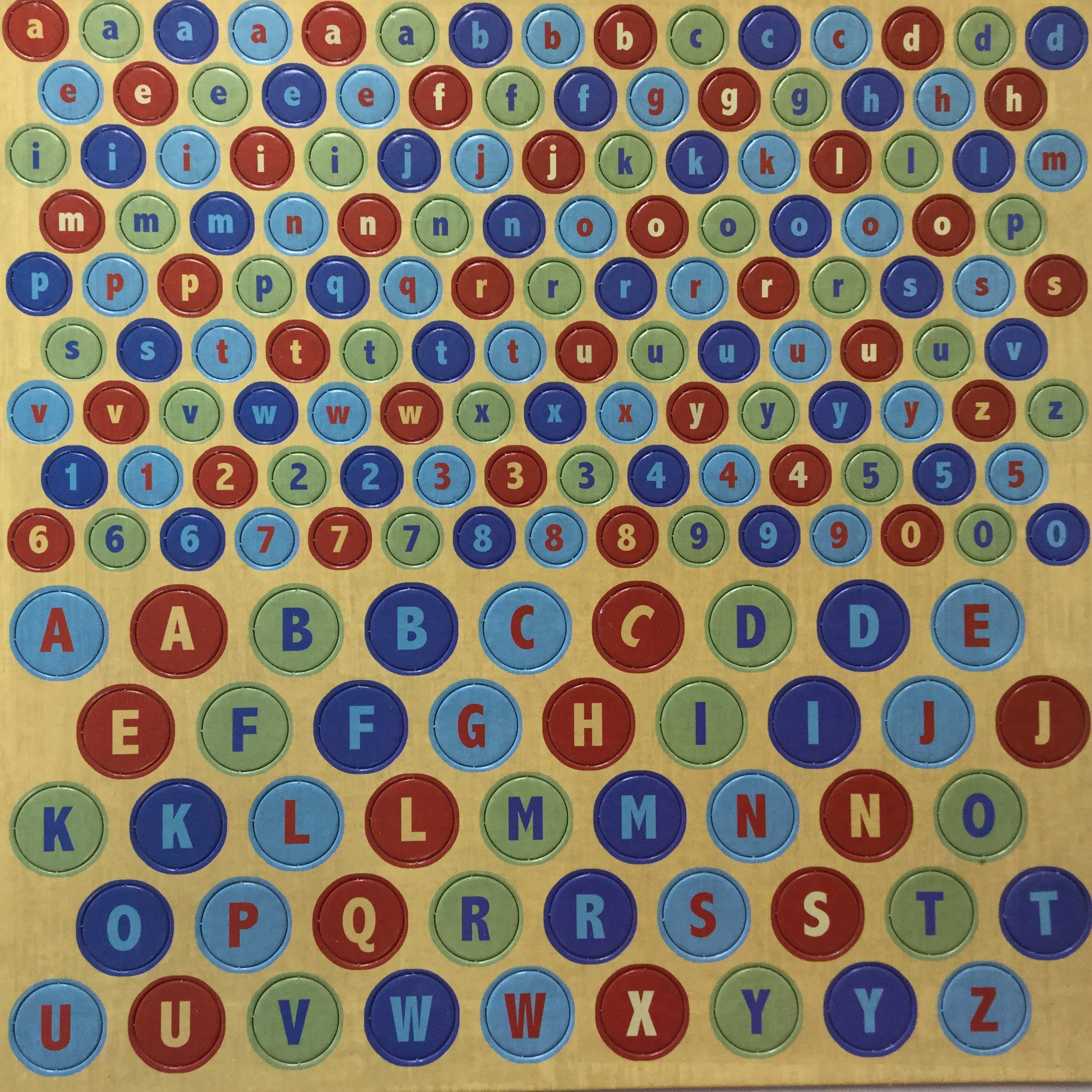 32BB9579-97FE-4A15-9C94-757004CA1350.jpg Red & Blue Round Chipboard Upper & Lowercase Alphabets 12” x 12” Sheet - Image 1