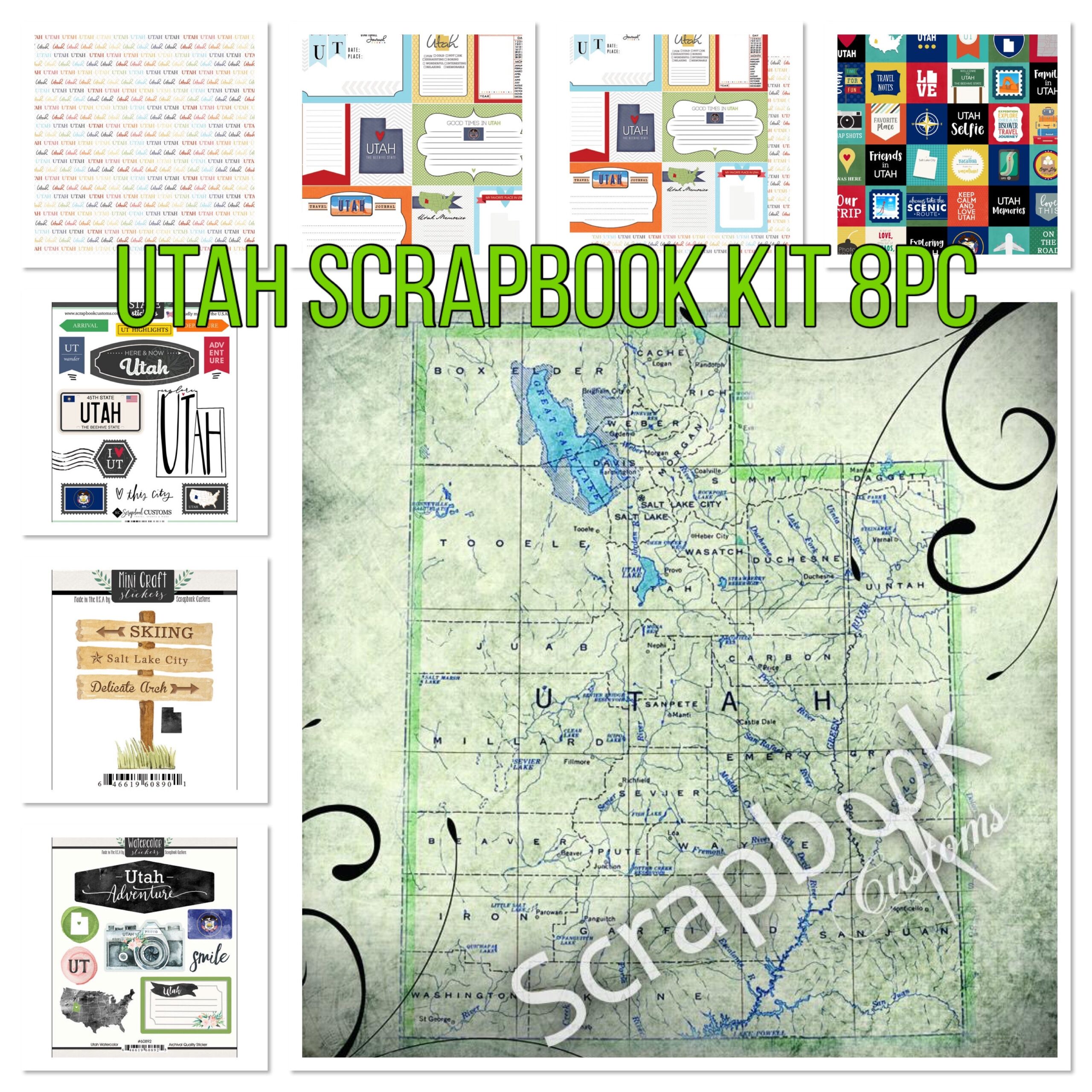 32E85246-5263-413F-963C-FE2EFE7B9791.jpg Scrapbook Customs UTAH SCRAPBOOK KIT Papers and Stickers 8pc - Image 1