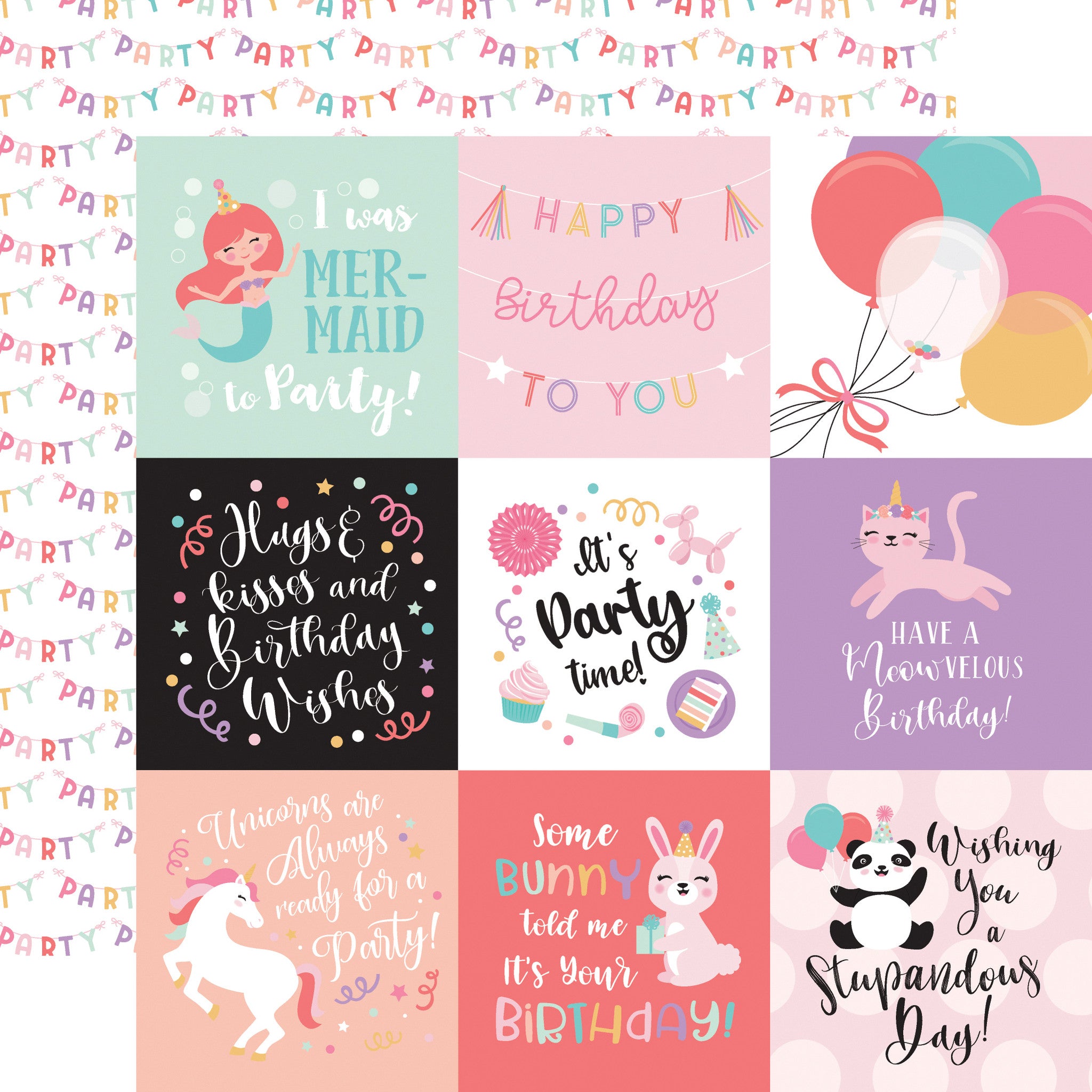 330BE0B0-7432-45E1-8386-B06C95BD3B40.jpg Echo Park It’s Your Birthday Girl 4X4 JOURNALING CARDS 12"X12" Scrapbook Paper - Image 1
