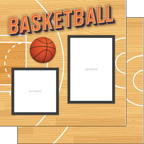 33591E77-1ED0-4D53-A958-666AB46AEE47.jpg Scrapbook Customs Quick Pages BASKETBALL LEFT & RIGHT 12"X12" Scrapbook Papers 4pc - Image 1