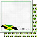 JAMAICA ADVENTURE FLAG Double Sided 12X12 Paper Scrapbook Customs