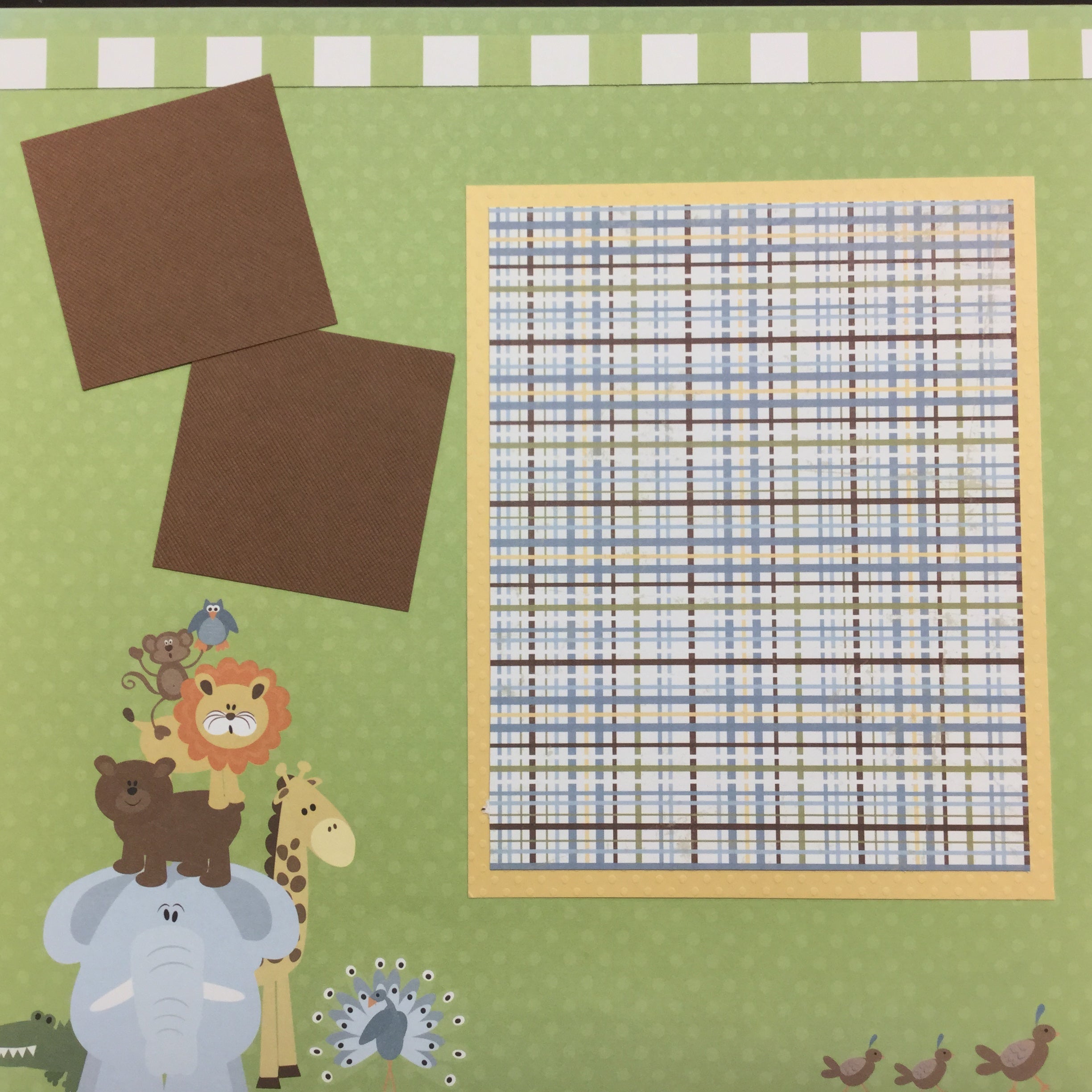 33C6F219-74A6-475E-B747-AF3DDEE50AC5.jpg Premade BABY ANIMALS (2) 12”X12” Scrapbook Pages - Image 1
