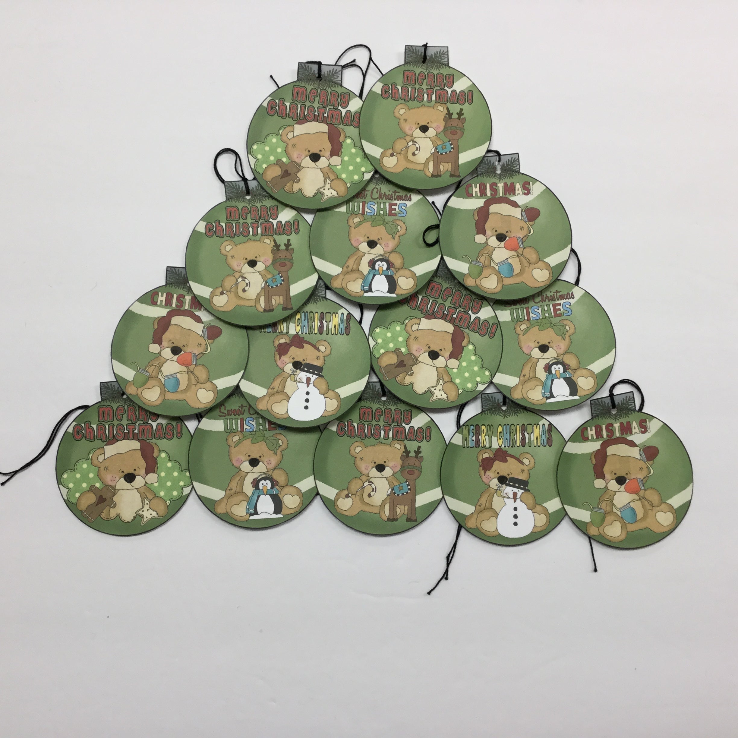 34F7BE3F-4088-4F1C-A0B3-56723BE5204D.jpg Tags & Ephemera 14pc CHRISTMAS TEDDY BEAR ORNAMENT TAGS - Image 1
