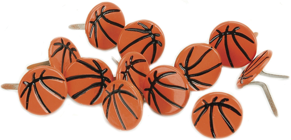 356414PR-IT-IM.jpg Eyelet Outlet BASKETBALL Brads 12pc - Image 1