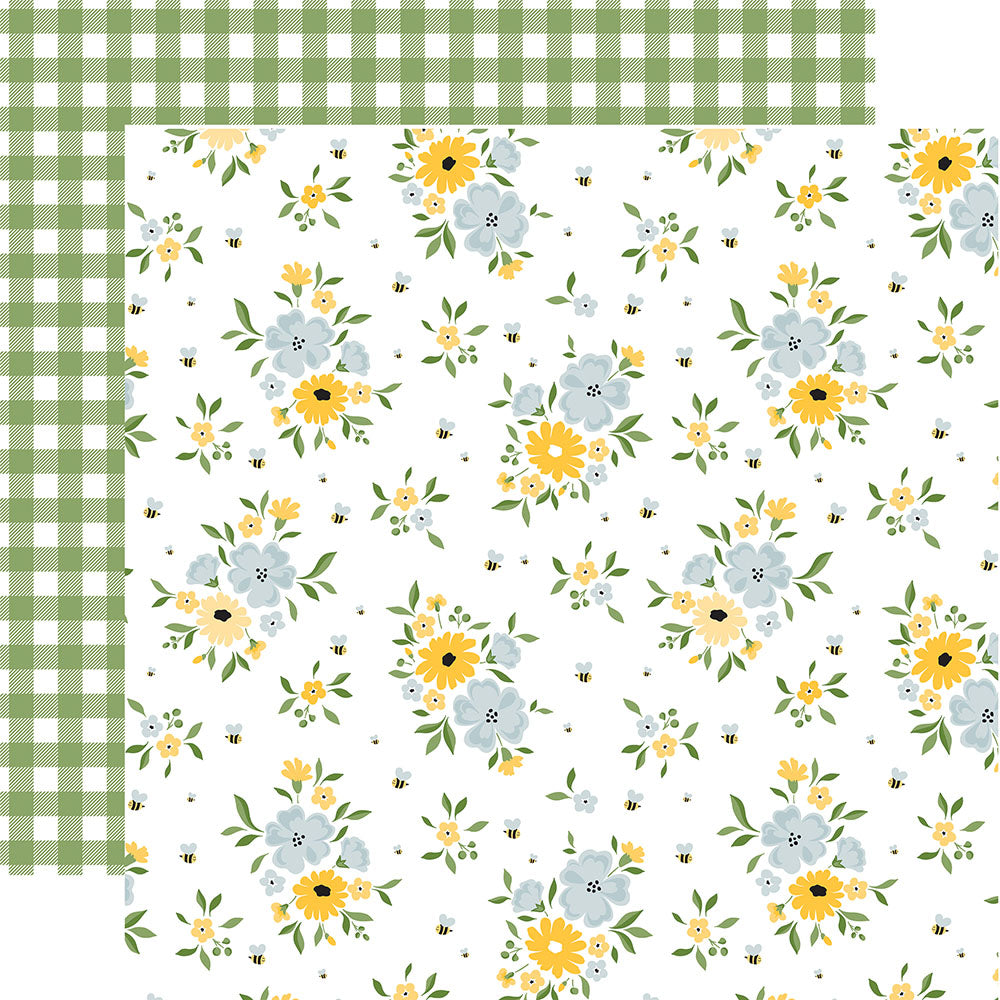 36A027F5-4CF9-42AF-99BD-D063EB0F5A21.jpg Echo Park 12"x12" HAPPY BEES FLORAL Happy As Can Bee Collection - Image 1