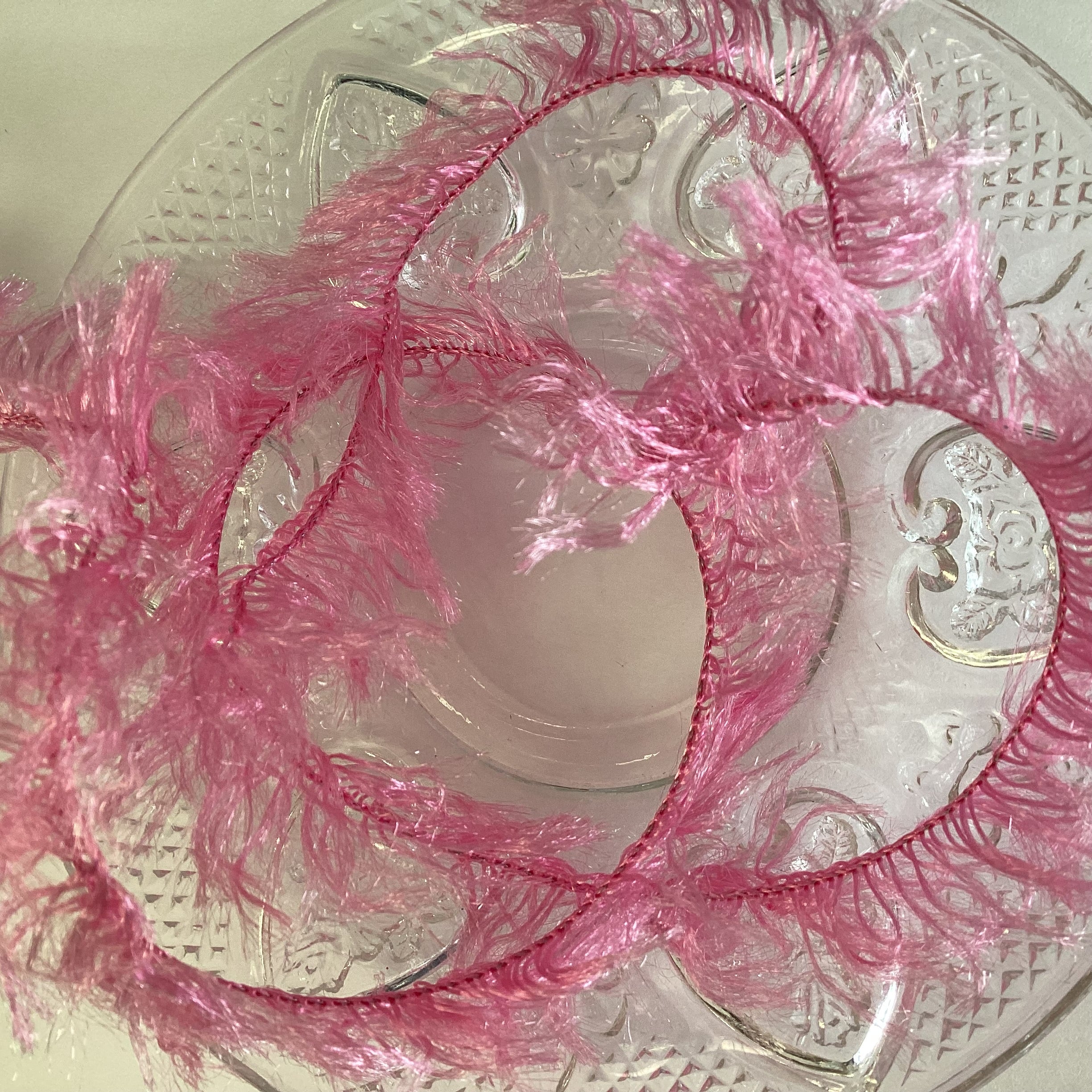 36F0DF18-BCA4-4E2B-A60D-BB947A6F149C.jpg Ampelco FAUX FEATHER PINK Wire Ribbon 1 Yard - Image 1